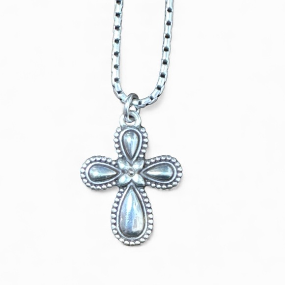 BRIGHTON RETIRED GRACE REVERSIBLE SILVER GOLD CROSS NECKLACE & GENOA EARRINGS - Picture 9 of 11